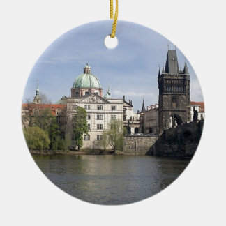 Prague in the spring ceramic tree decoration