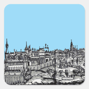 Prague medieval capital of Czech Republic Square Sticker
