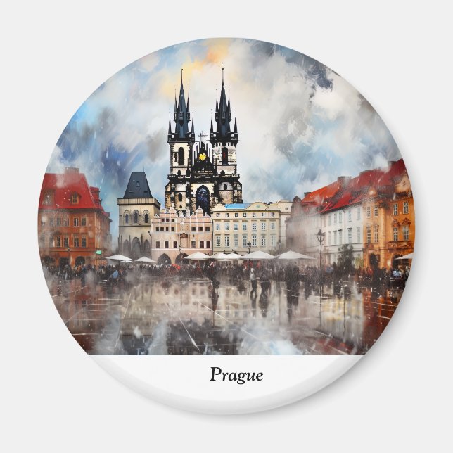 Prague night in Czech Republic Magnet (Front)