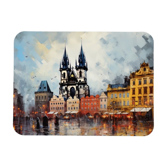 Prague night in Czech Republic Magnet (Horizontal)
