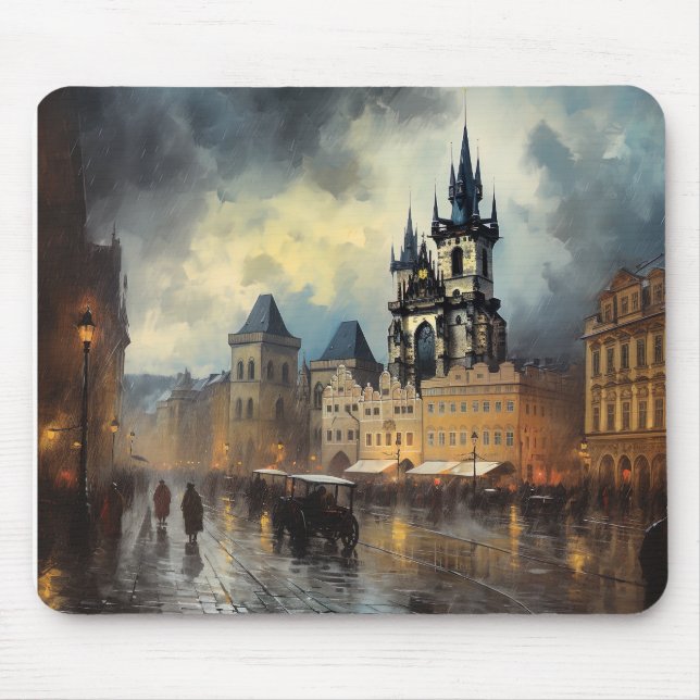 Prague night in Czech Republic  Mouse Pad (Front)
