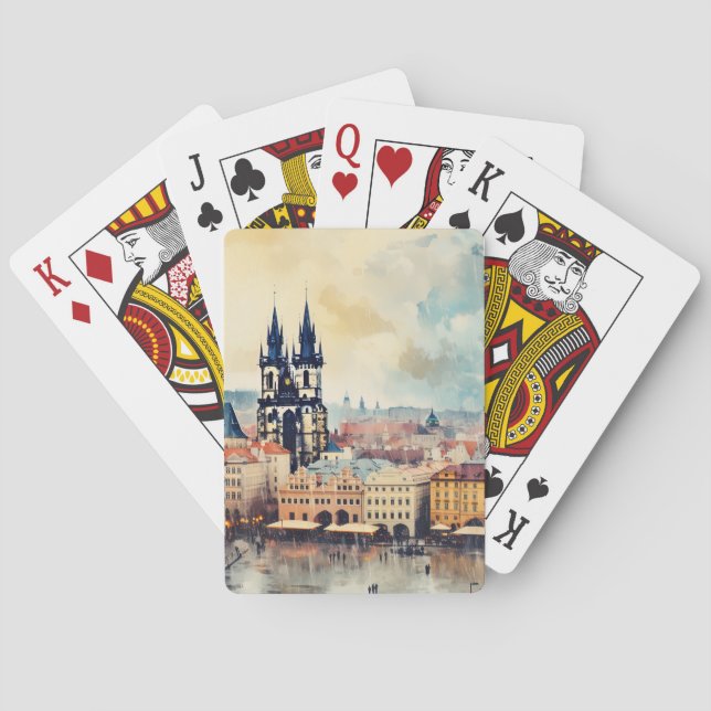 Prague night in Czech Republic Playing Cards (Back)