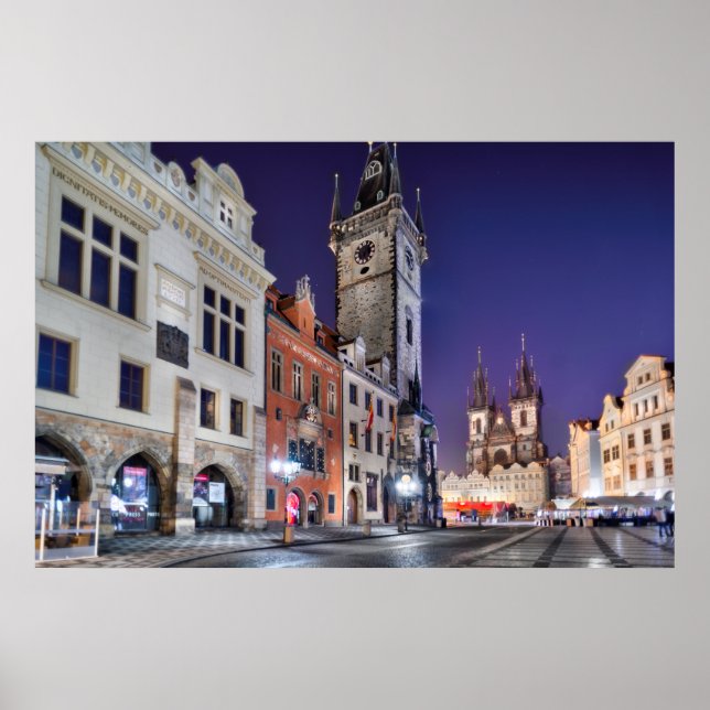 Prague Old Town Square, Clock Tower Poster (Front)