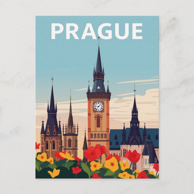 Prague Old Town Square Travel Art Postcard (Front)