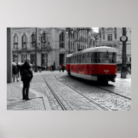 Prague Red Tram Pop: Selective Colour
