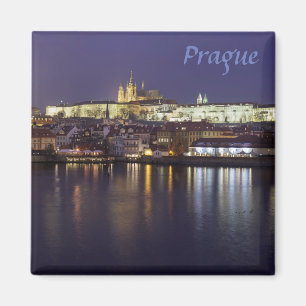 Prague River and castle view souvenir photo Magnet