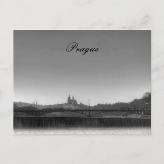 Prague river view postcard