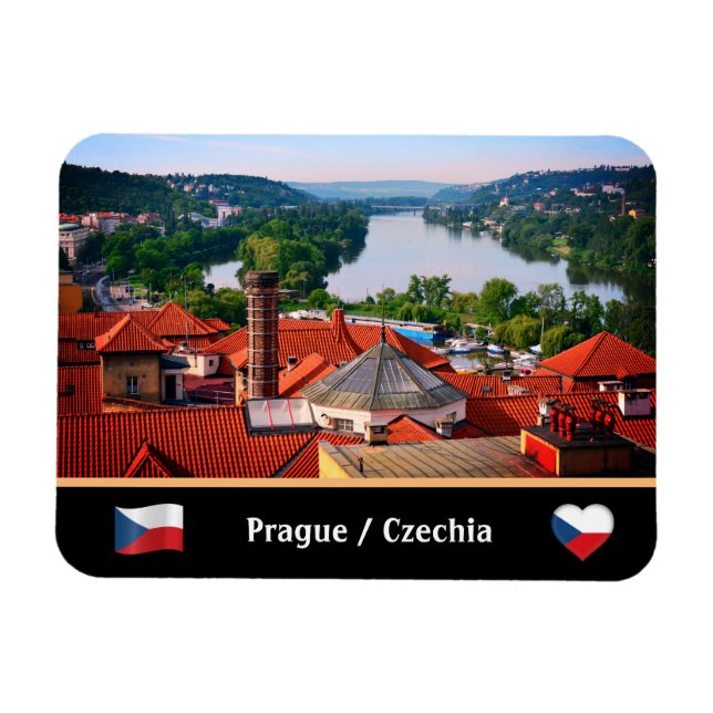 Prague Roofs & Vltava River views /Vyšehrad Magnet (Horizontal)
