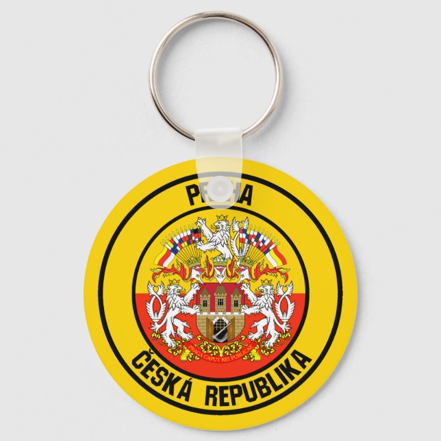 Prague Round Emblem Key Ring (Front)