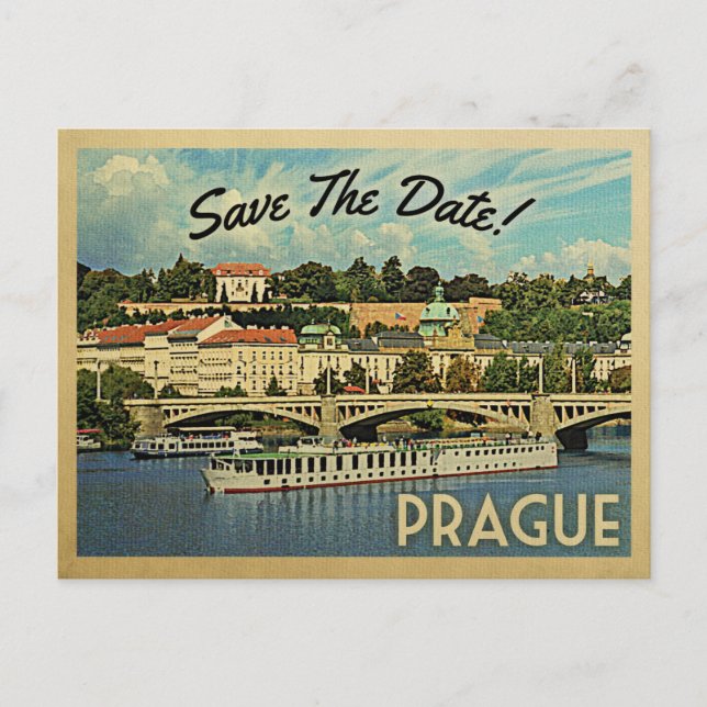 Prague Save The Date Czech Republic Announcement Postcard (Front)