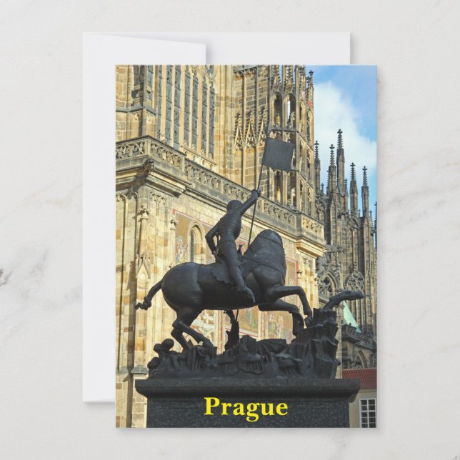 Prague statue greeting card (Front)