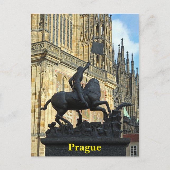 Prague statue postcard (Front)