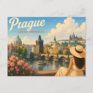 Prague - The Lady in the Hat Travel Postcard