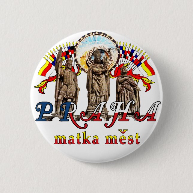 Prague-themed graphic design 6 cm round badge (Front)