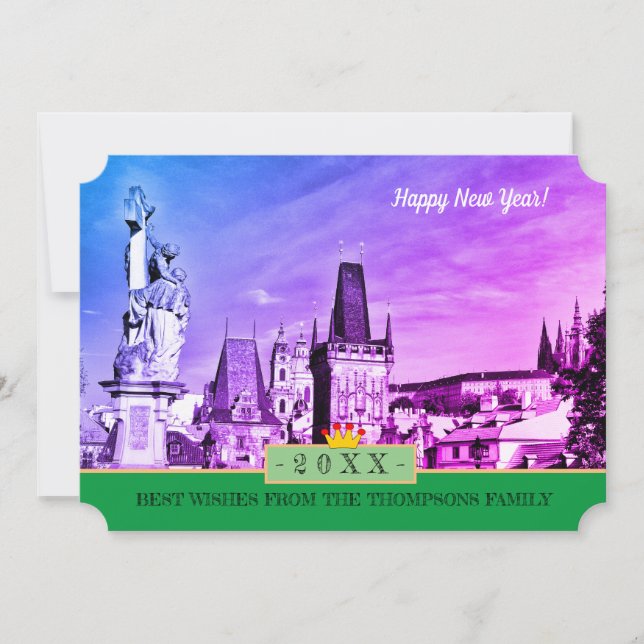 Prague Towers & Happy New Year! Card /Praha (Front)
