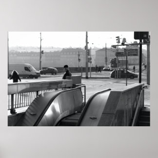 Prague Urban Noir: Escalator Light Poster