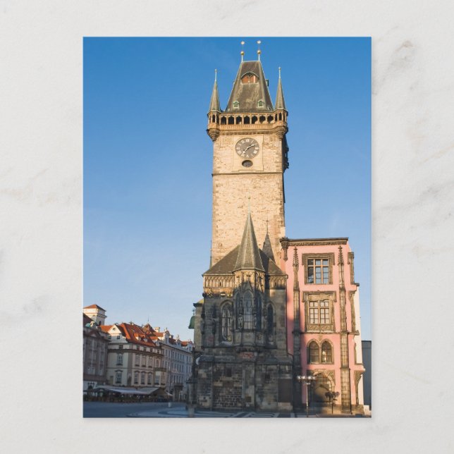Prague view of Astronomical Clock Postcard (Front)