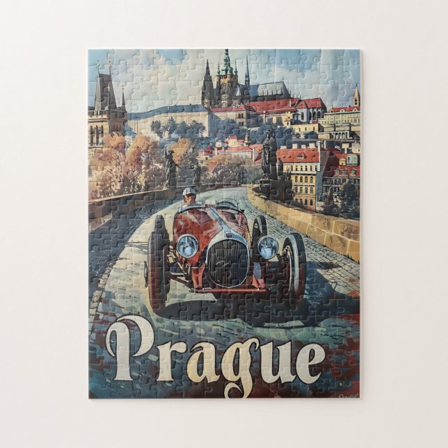 Prague vintage racing car jigsaw puzzle (Vertical)