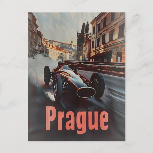Prague vintage racing car postcard (Front)