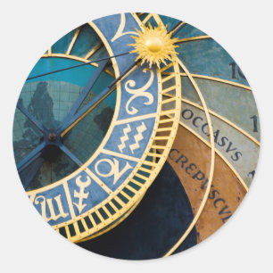 Prague's Astronomical and Zodiac Clock Classic Round Sticker