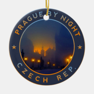 Praha by Night Ceramic Tree Decoration