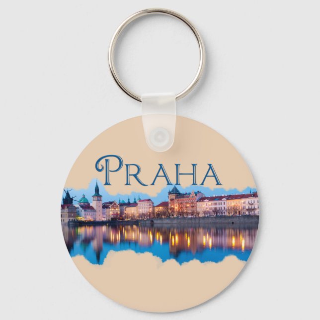 Praha: Evening Skyline Key Ring (Front)
