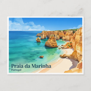 Praia da Marinha Carvoeiro Portugal Postcard