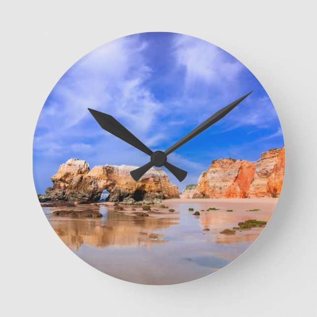 Praia da rocha Portugal Round Clock (Front)