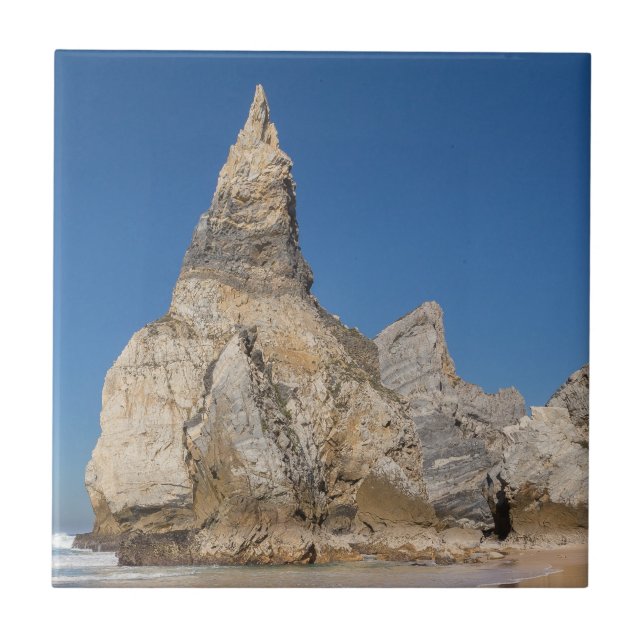 Praia da Ursa beach rocks in Portugal gift Poster Ceramic Tile (Front)