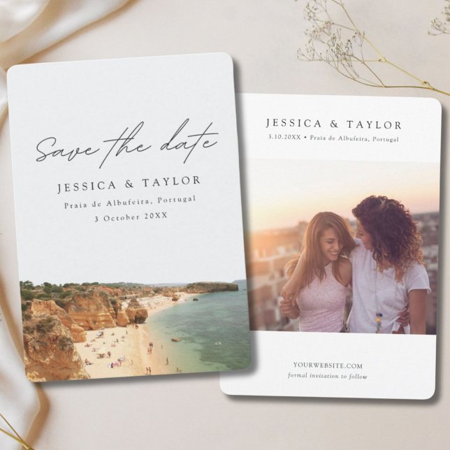 Praia de Albufeira Portugal Photo Save the Date Invitation (Praia de Albufeira Portugal Photo Save the Date Invitation)