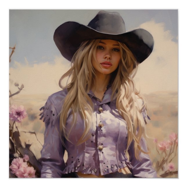 Prairie Blossoms: Cowgirl Wall Art (Front)
