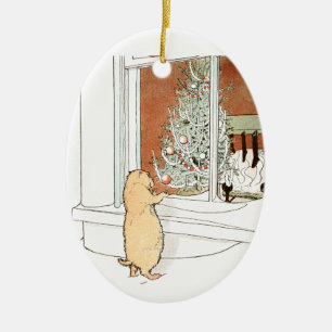 Prairie Dog and Christmas Tree Ceramic Ornament