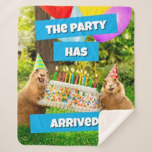 Prairie Dog Birthday Party Sherpa Blanket