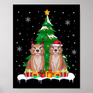 Prairie Dog Christmas Tree Lights Santa Reindeer X Poster