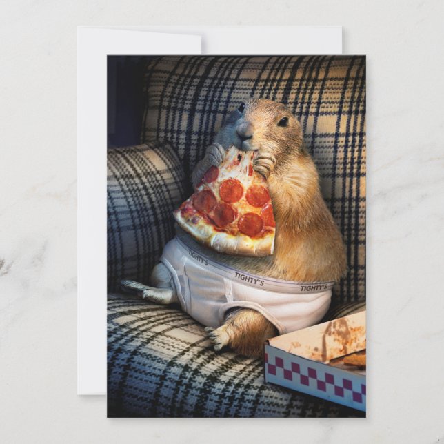 Prairie Dog Eating Pizza Invitation (Front)