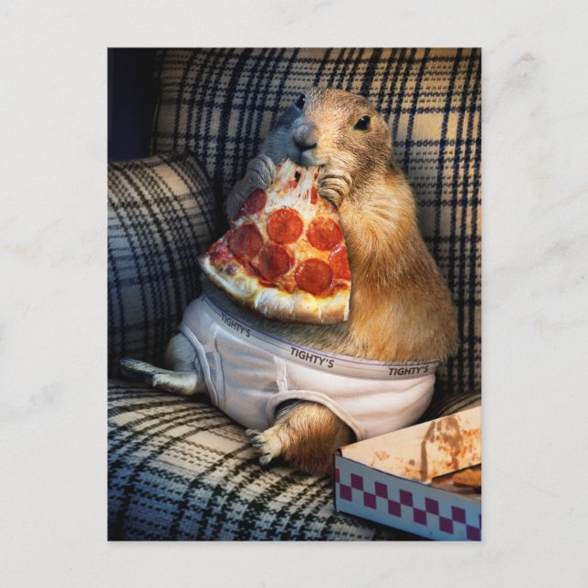 Prairie Dog Eating Pizza Invitation Postcard (Front)