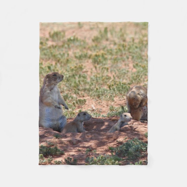 Prairie Dog Family Fleece Blanket (Front)