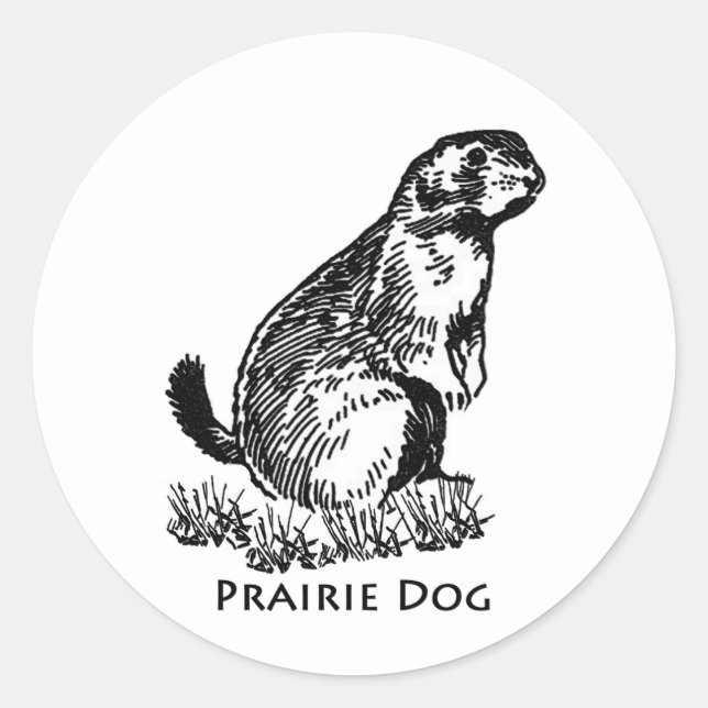 Prairie Dog Logo (line art) Classic Round Sticker (Front)