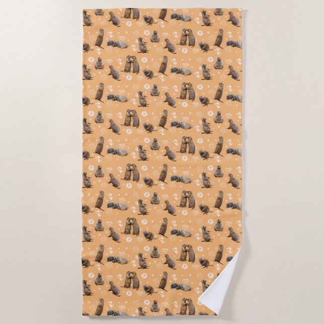 Prairie Dog Party Beach Towel (Orange) (Front)