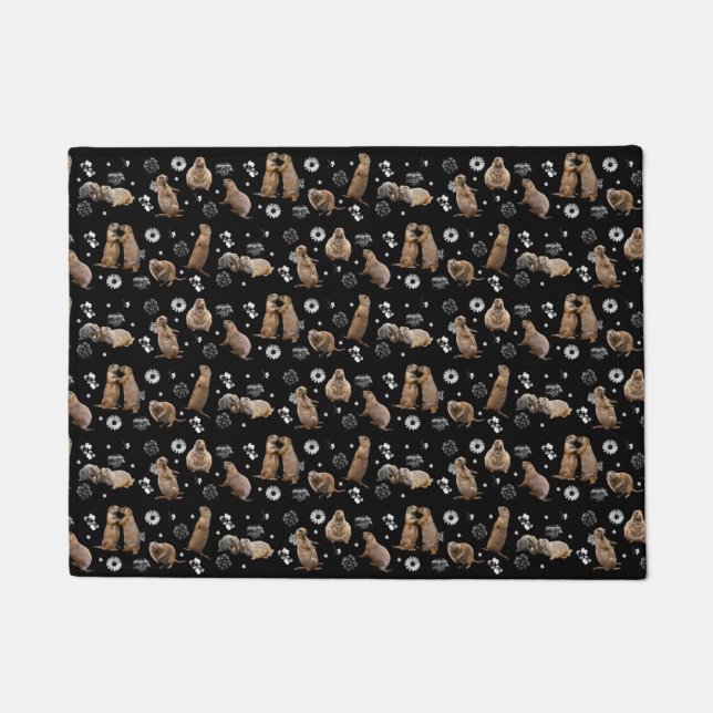 Prairie Dog Party Door Mat (Black) (Front)