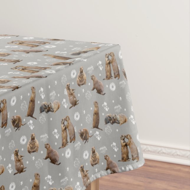 Prairie Dog Party Tablecloth (Light Grey) (In Situ)