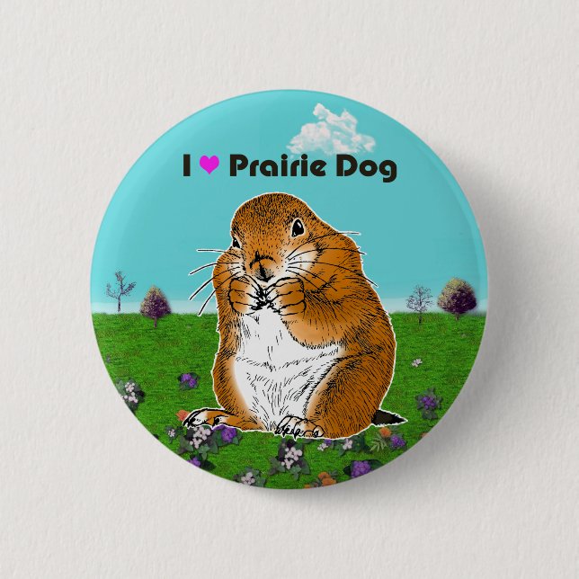 prairie dog which stands 6 cm round badge (Front)