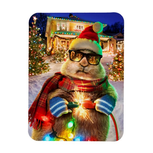 Prairie Dog With Christmas Lights Magnet (Vertical)