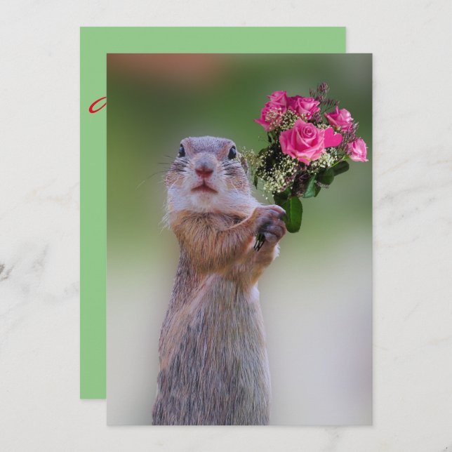 Prairie Dog with Roses Bridesmaid Invitation (Front/Back)