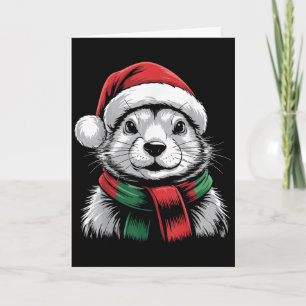 Prairie Dog Xmas Santa Hat Scarf Christmas Costume Card