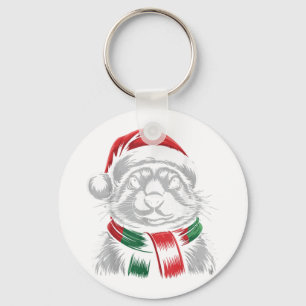Prairie Dog Xmas Santa Hat Scarf Christmas Costume Key Ring