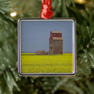 Prairie Elevator Landscape Metal Ornament