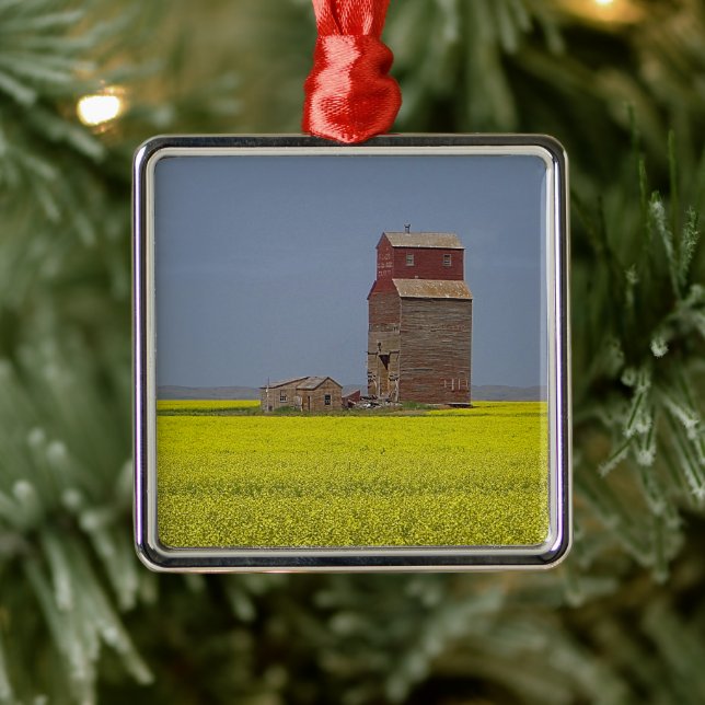 Prairie Elevator Landscape Metal Ornament (Tree)