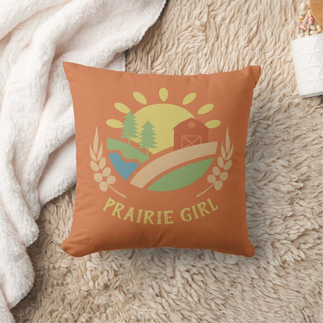 Prairie Girl Throw Pillow (Blanket)