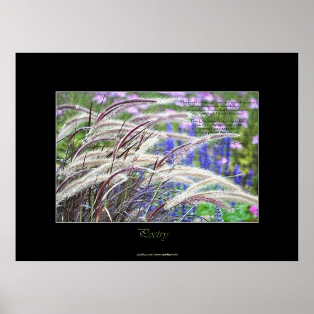 Prairie Grasses & Poem Nature Art Poster (Front)
